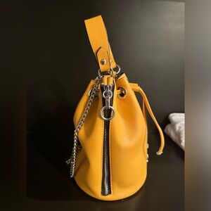 zara yellow mustard bucket handbag